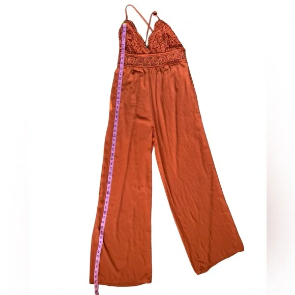 Gorgeous Blashe Orange Wide Leg Open Back Jumpsuit - Picture 8 of 12